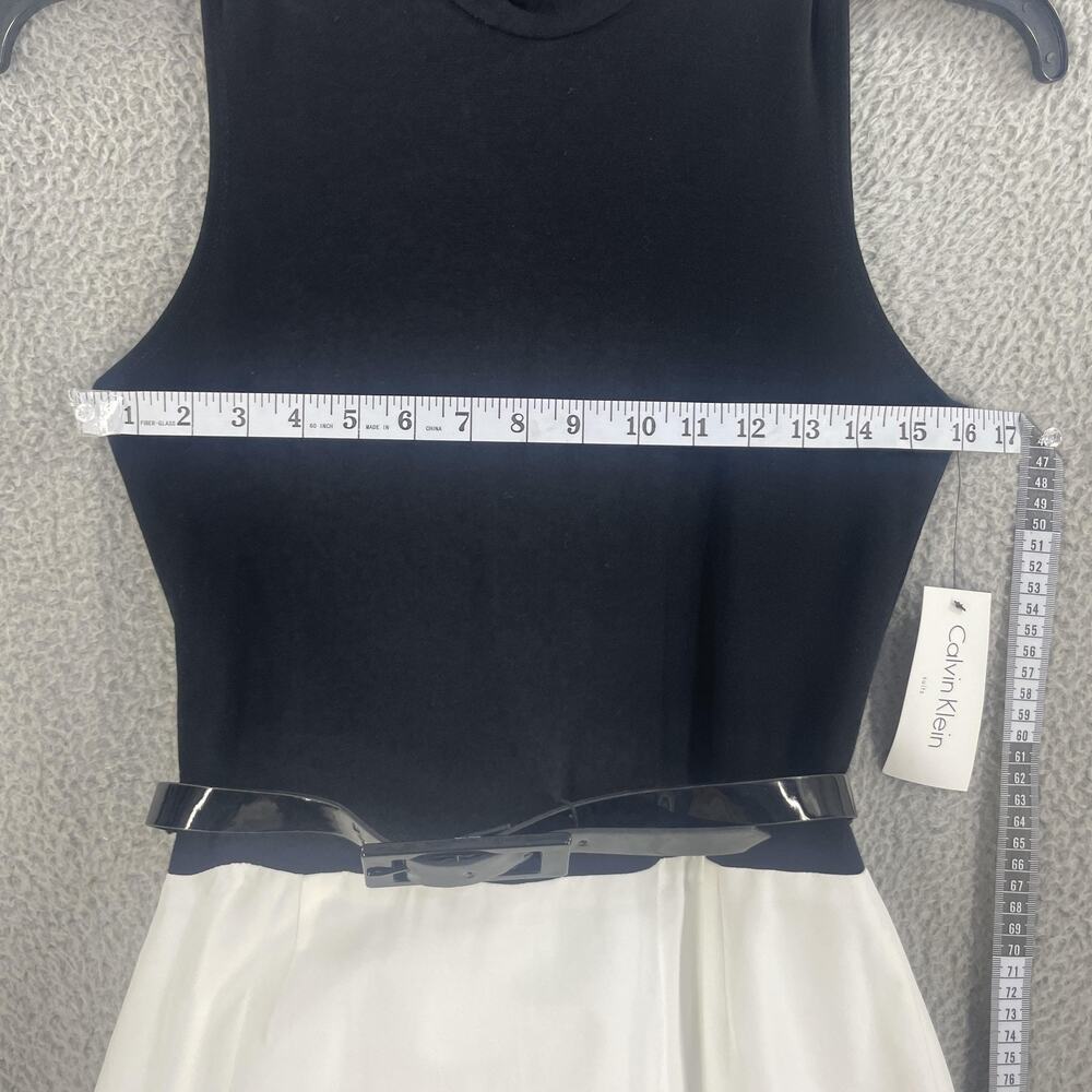 Calvin Klein Jacket Dress Set Womens 2 White Black Belted Sheath Blazer CS84016A - Picture 6 of 16